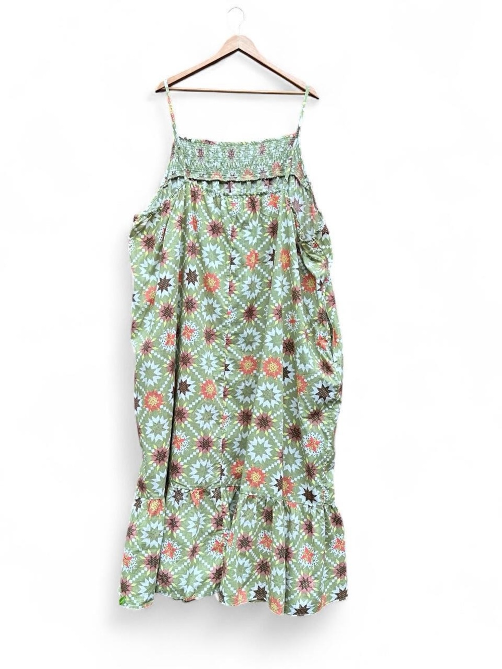 Universal Thread Patchwork Maxi Dress 4X Green Multi Festival Hippie NWOT